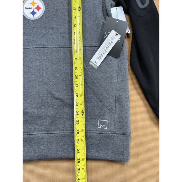 NWT MSX Michael Strahan Steelers Hoodie M Gray Black NFL Pullover - Picture 5 of 8
